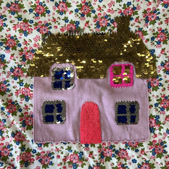 Mini Boden floral flip sequin house long sleeve tee - Picture 2 of 5